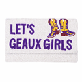 Let's Go Geaux Girls White Beaded Clutch Purse Handmade Statement Evening Bag