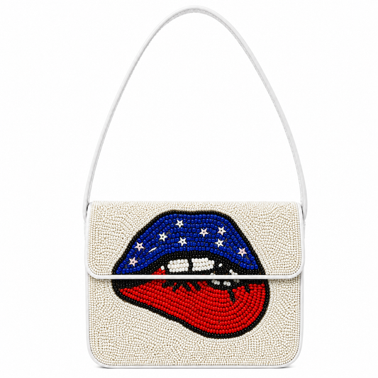 American Lips Hand-Beaded Bag