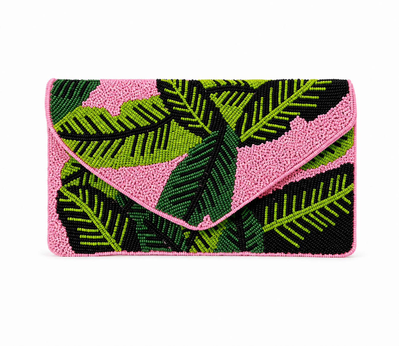 Handmade Tropical Palm Beaded Clutch Bag