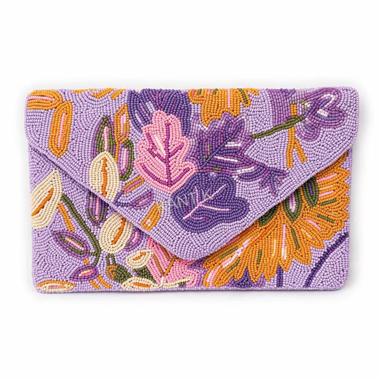 Handmade Floral Beaded Clutch Purse Multicolor Summer Clutch Bag