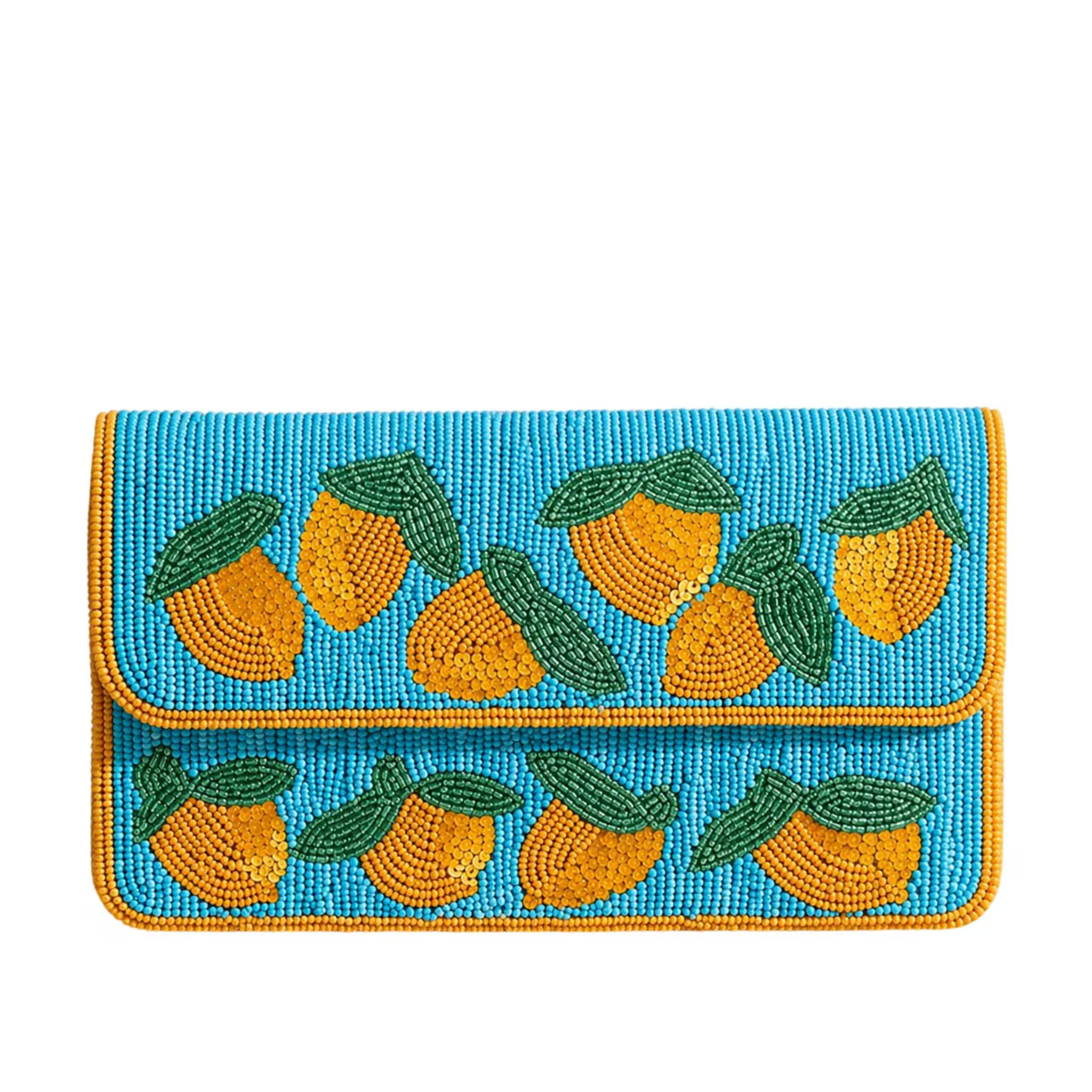 Beaded Lemon Purse Handmade Summer Clutch for Women