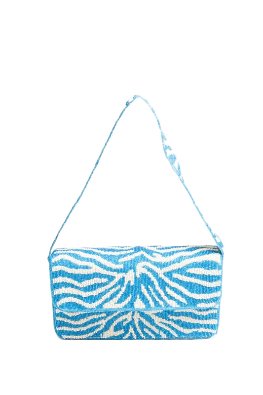 Handcrafted Blue & White Beaded Bag