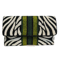 Hand-Beaded Zebra Pattern Evening Bag Clutch for Weddings