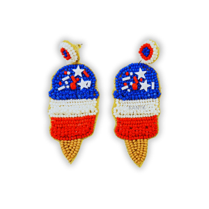 Handmade red, white & blue popsicle earrings