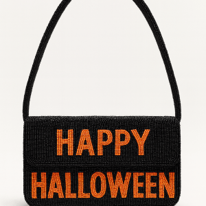 Black & Orange Happy Halloween Beaded Purse Handbag