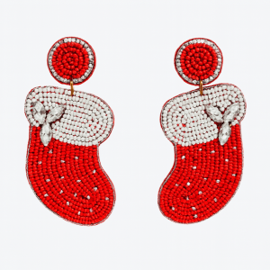 Festive Christmas Stocking Dangle Earrings Holiday Statement Jewelry