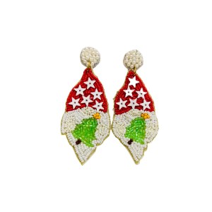 Multicolor Christmas Yellow and White Tree Dangle Earrings