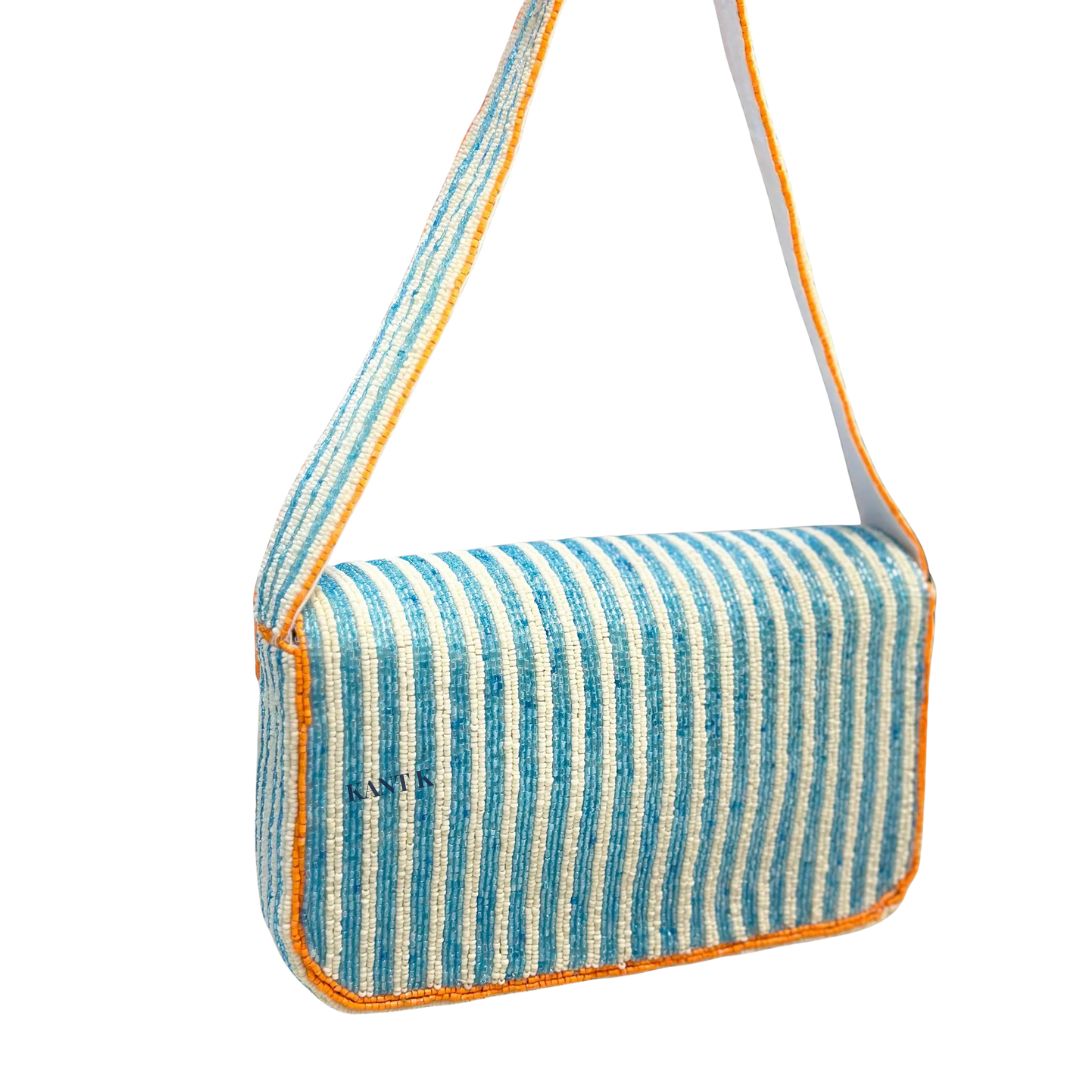 Handmade Lemon Beaded Shoulder Bag Handmade Seed Bead Clutch - Image 2