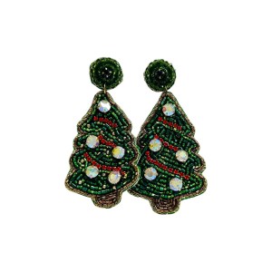 Christmas Green Tree Dangle Earrings
