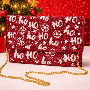 Handmade Ho Ho Ho Beaded Clutch Bag
